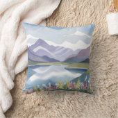 Mountain Lake | Floral Watercolor Landscape クッション (ブランケット)