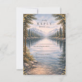 Mountain Lake Forest Reflection Wedding 出欠カード (正面)