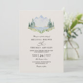 Mountain Lake Forest Tree Rustic QR Code Wedding 招待状 (スタンド正面)