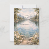 Mountain Lake Forest Wildflower Wedding 出欠カード (正面)