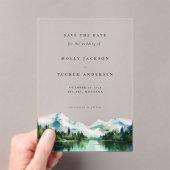 Mountain Lake Pine Watercolor Photo Save the Date  アクリル招待状 (インサイチュ (ポータブル))