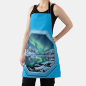 Mountain Lake Reflects No. Lights in Blue Frame エプロン (インサイチュ)