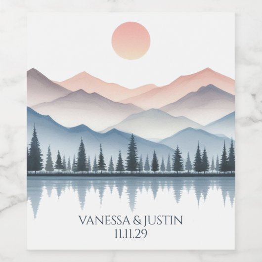 Mountain Lake Wedding ワインラベル (シングルラベル)