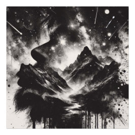 Mountain Landscapを使用した二重露出マンプロファイル フォトプリント