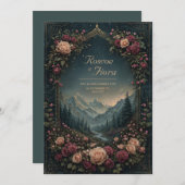 Mountain Landscape and Floral Arch Wedding 招待状 (正面/裏面)