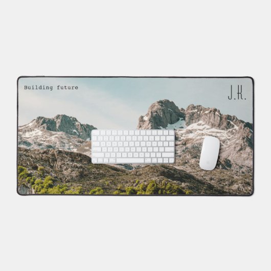 Mountain Landscape (Custom Text and Initials) デスクマット (キーボード&マウス)