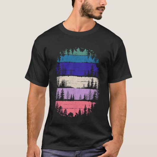 Mountain Landscape Reflection Forest Trees Outdoor Tシャツ (正面)