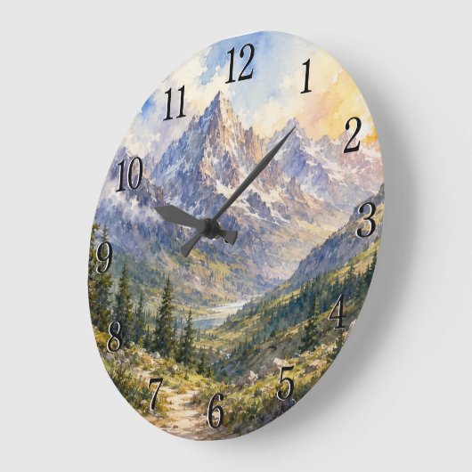 Mountain Landscape Wall Clock — Nature-Inspired De ラージ壁時計 (傾斜)