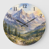 Mountain Landscape Wall Clock — Nature-Inspired De ラージ壁時計 (正面)