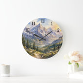 Mountain Landscape Wall Clock — Nature-Inspired De ラージ壁時計 (ホーム)