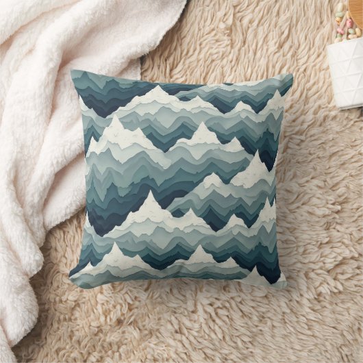 Mountain Layers Pattern – Minimal Landscape Depth  クッション (ブランケット)