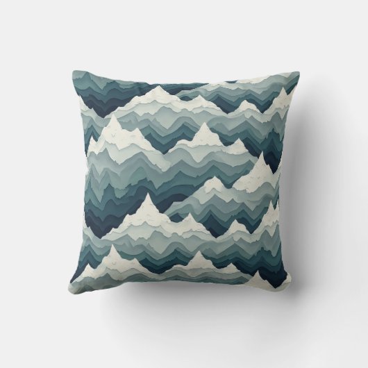 Mountain Layers Pattern – Minimal Landscape Depth  クッション (裏面)