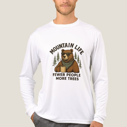 Mountain Life, Fewer People More Trees コーヒーベア トライブレンドＴシャツ (正面)