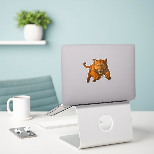 Mountain Lion Cut-out sticker シール (デスク上のノートパソコン)