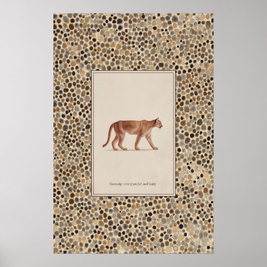Mountain Lion Illustration Poster Walking Cougar ポスター (正面)