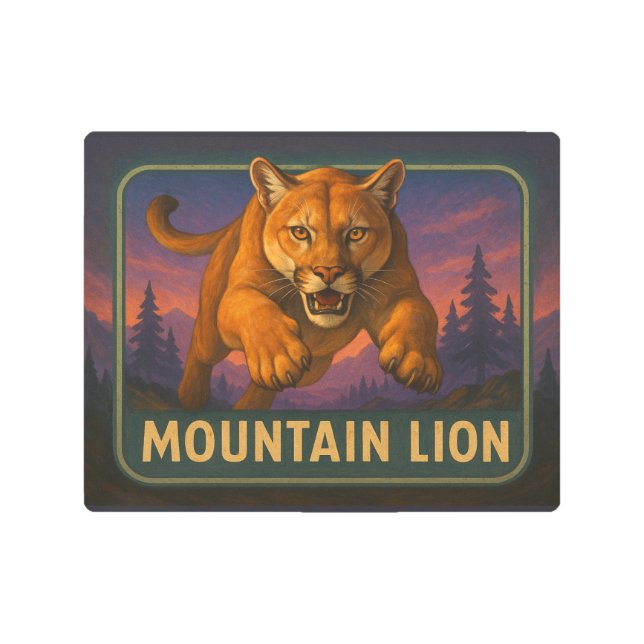 Mountain Lion Sign メタルプリント (正面)