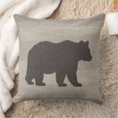 Mountain Lodge Bear Silhouette Throw Pillow クッション (ブランケット)