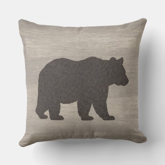 Mountain Lodge Bear Silhouette Throw Pillow クッション (裏面)