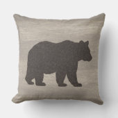 Mountain Lodge Bear Silhouette Throw Pillow クッション (正面)