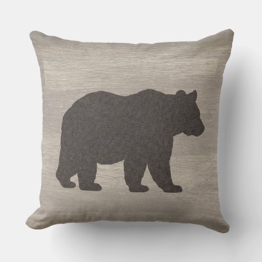 Mountain Lodge Bear Silhouette Throw Pillow クッション (正面)