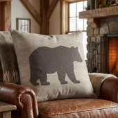 Mountain Lodge Bear Silhouette Throw Pillow クッション