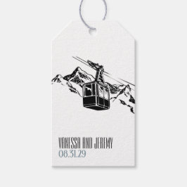 Mountain Love Dusty Blue Wedding ギフトタグ