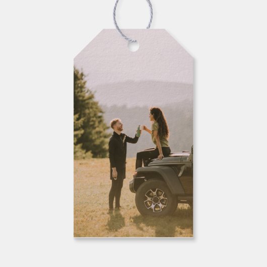 Mountain Love Dusty Blue Wedding ギフトタグ (裏面)