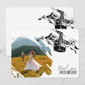 Mountain Love Dusty Blue Wedding サンキューカード (正面/裏面)
