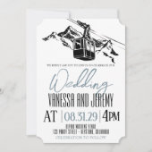 Mountain Love Dusty Blue Wedding 招待状 (正面)