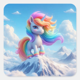 Mountain Magic Rainbow Unicorn スクエアシール