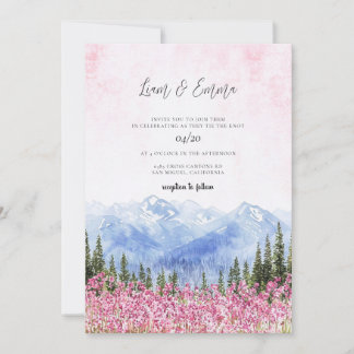 Mountain Meadow Watercolor Wedding Invitation 招待状