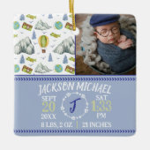 Mountain Memories Birth Stats Christmas Ornament セラミックオーナメント (正面)