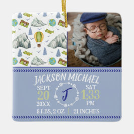 Mountain Memories Birth Stats Christmas Ornament セラミックオーナメント