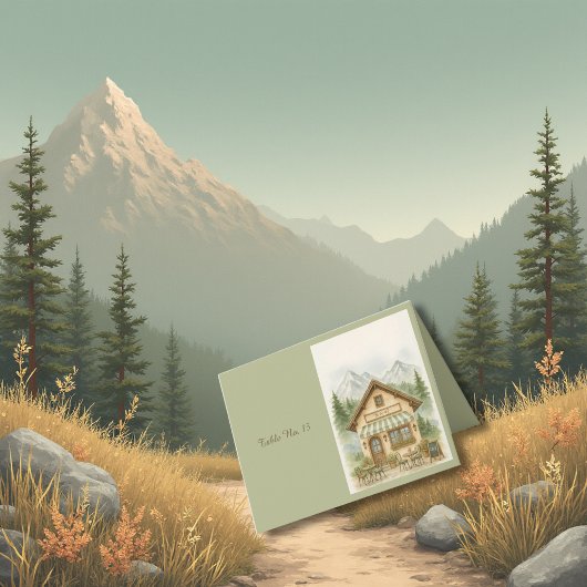 Mountain Monogram wedding Destination table number サンキューカード