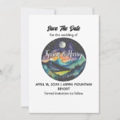 Mountain Mountain Moon Star Save The Date Outdoor 招待状 (正面)