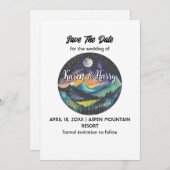 Mountain Mountain Moon Star Save The Date Outdoor 招待状 (正面/裏面)