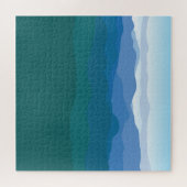 Mountain Mountains View Green Blue Illustrated ジグソーパズル (横)