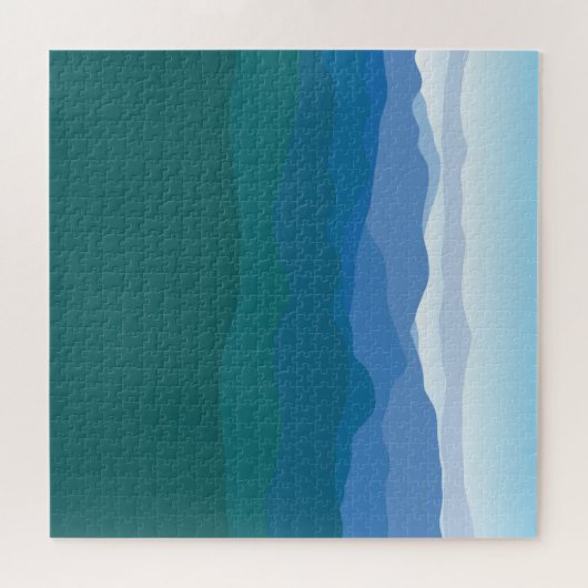 Mountain Mountains View Green Blue Illustrated ジグソーパズル (横)