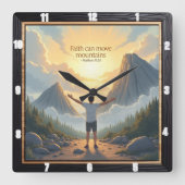 Mountain-Moving Faith: Matthew 17:20 スクエア壁時計 (正面)