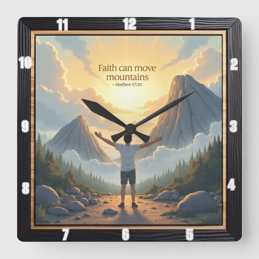 Mountain-Moving Faith: Matthew 17:20 スクエア壁時計 (正面)