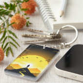 Mountain Peak Silhouette with a winding. Pedestal キーホルダー (正面右)