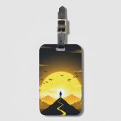 Mountain Peak Silhouette with a winding. Pedestal ラゲッジタグ (正面縦)