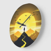 Mountain Peak Silhouette with a winding. Pedestal ラージ壁時計 (傾斜)