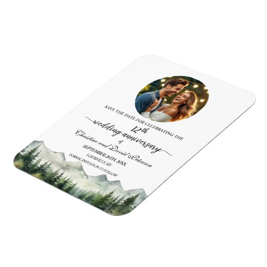 Mountain Pine 12 Wedding Anniversary Save the Date マグネット (左側)