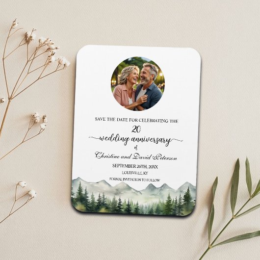 Mountain Pine 20 Wedding Anniversary Save the Date マグネット