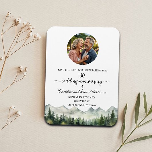 Mountain Pine 30 Wedding Anniversary Save the Date マグネット