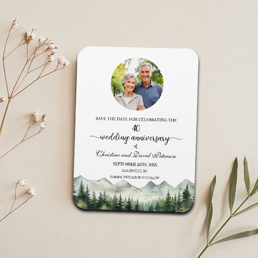 Mountain Pine 40 Wedding Anniversary Save the Date マグネット