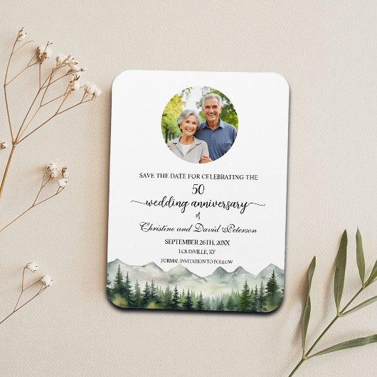 Mountain Pine 50 Wedding Anniversary Save the Date マグネット