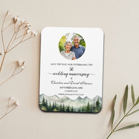 Mountain Pine 56 Wedding Anniversary Save the Date マグネット