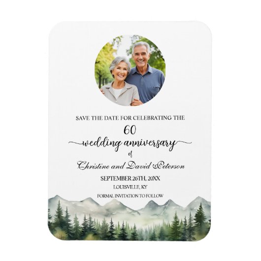 Mountain Pine 60 Wedding Anniversary Save the Date マグネット (縦)